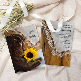 Invitación Country Sunflower Lace Western Quinceanera Fiesta
