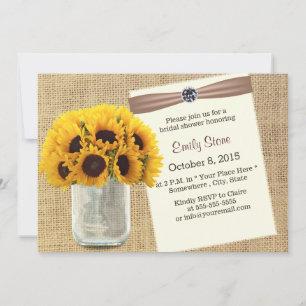 Invitación Country Sunflower & Mason Jar Burlap Bridal Shower