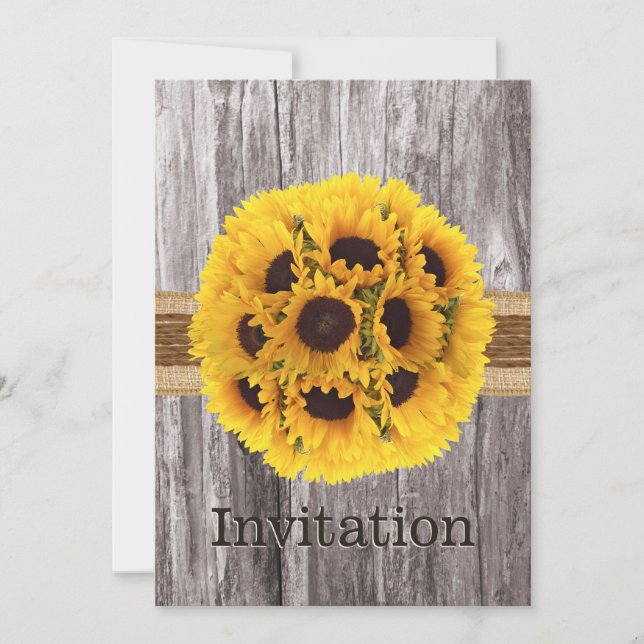 Invitación Country Sunflower Twine & Wood Bridal Shower (Anverso)