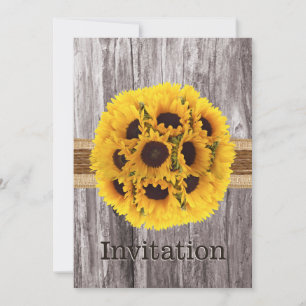 Invitación Country Sunflower Twine & Wood Bridal Shower
