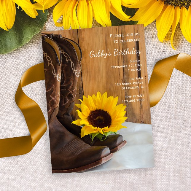 Invitación Country Sunflower Western Birthday Barn Fiesta (Subido por el creador)