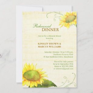 Invitación Country Sunflowers Boda Ensayo de cena