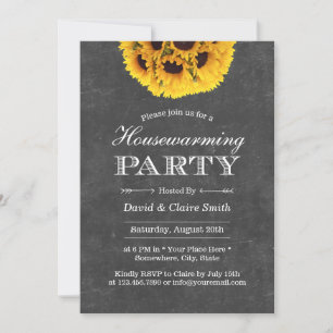 Invitación Country Sunflowers Chalkboard Fiesta de calentamie