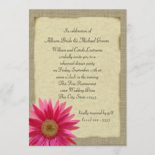 Invitación Country Sunshine Pink Daisy Ensayo Cena