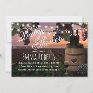 Invitación Country Vineyard Rustic Wine Barrel Baby Shower