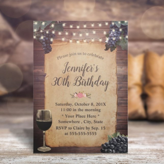 Invitación Country Vineyard String ilumina la fiesta de cumpl (Subido por el creador)