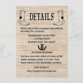Invitación Country Wedding Details Wood Cowboy Boots Western