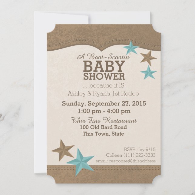 Invitación Country Western Baby Shower (Anverso)