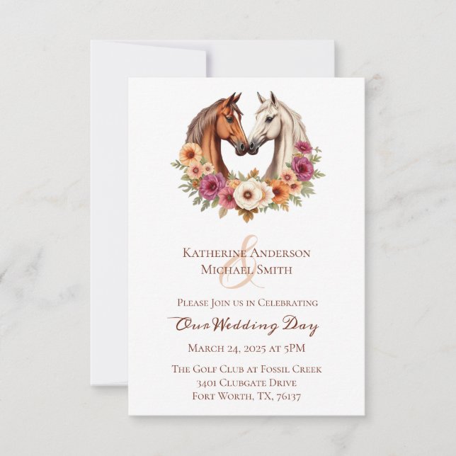 Invitación Country Western Horses (Anverso)