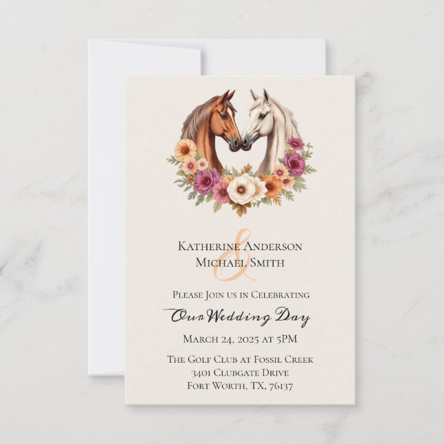 Invitación Country Western Horses (Anverso)