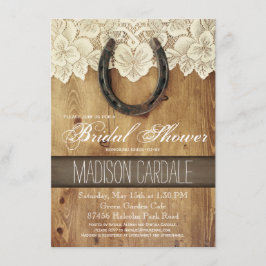 Invitación Country Western Horseshoe Lace Bridal Shower