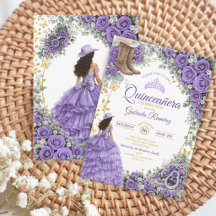 Country Western Lavender Rosas Doradas Quinceañera