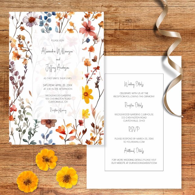 Invitación Country Wildflowers Wedding Invitation (Subido por el creador)