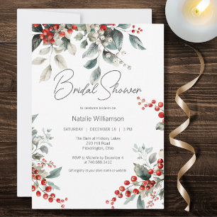 Invitación Country Winter Holly Bridal Shower