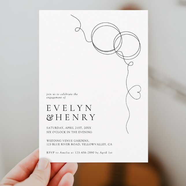 Invitación Couple Rings Romantic Engagement Party (Subido por el creador)