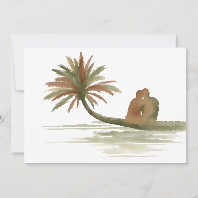 Invitación Couple Sitting on Palm Tree (Anverso)