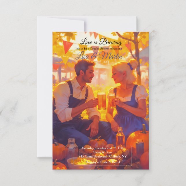 Invitación Couple Toasting Fall Invitation  (Anverso)