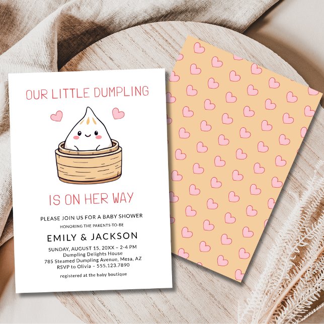 Invitación Couples Cute Little Dumpling Hearts Baby Shower (Subido por el creador)