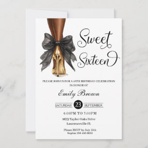 Invitación Couquette Lazo de cinta negro Moda Tacones Dulce 1