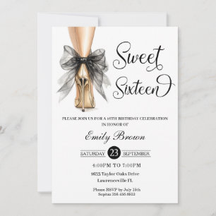 Invitación Couquette Lazo de cinta negro Moda Tacones Dulce 1