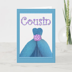 Invitación COUSIN - Novia de la dama de honor AZUL Flower Pet