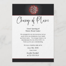 Invitación COVID-19 Cambio del plan de negocios o evento pers