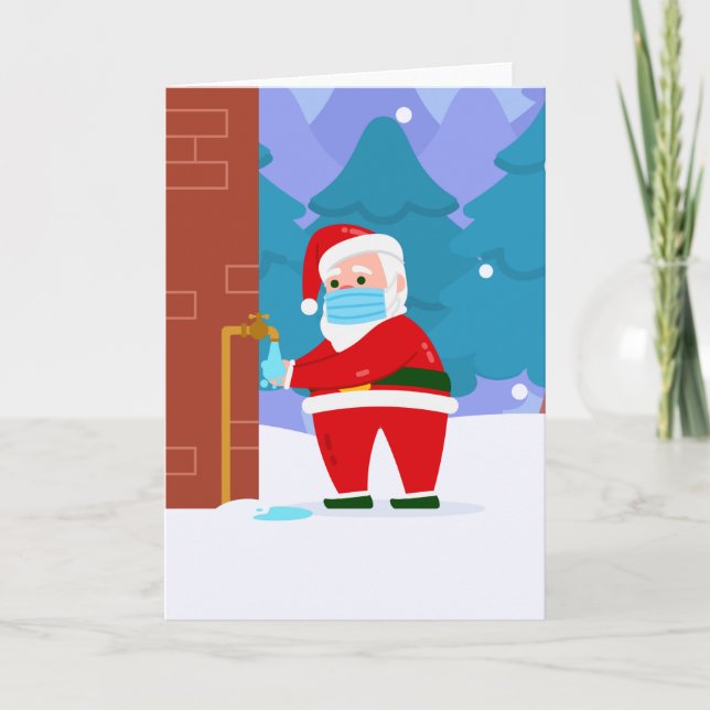 Invitación covid alegre navidad máscara facial santa lava las (Anverso)