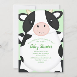 Invitación Cow Baby Shower Green