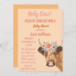 Invitación Cow Cow Boho Country Baby Western Floral