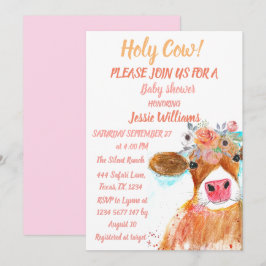 Invitación Cow Cow Boho Country Baby Western Floral