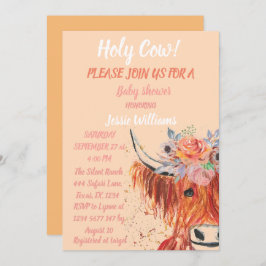 Invitación Cow Cow Boho Country Baby Western Floral