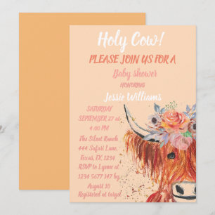 Invitación Cow Cow Boho Country Baby Western Floral