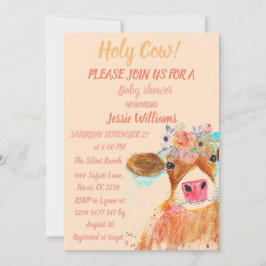 Invitación Cow Cow Boho Country Baby Western Floral