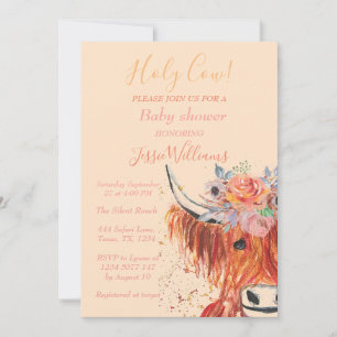 Invitación Cow Cow Boho Country Baby Western Floral Inv