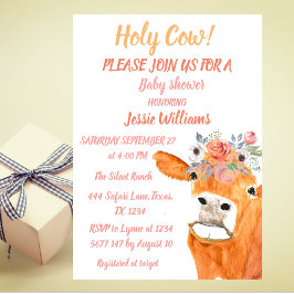 Invitación Cow Cow Boho Country Baby Western Floral Inv