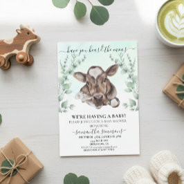Invitación Cow Cow Calf Baby Shower Eucalyptus