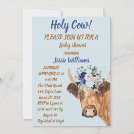 Invitación Cow Cow Farm Country Baby Boy Western Floral