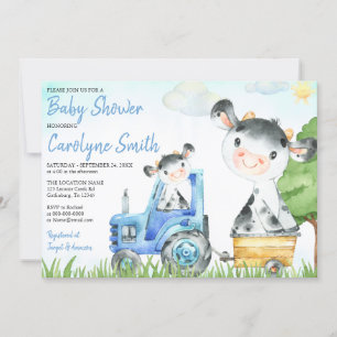 Invitación Cow Farm Baby Shower Invitation Boy