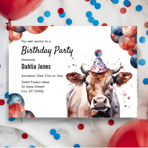 Invitación Cow Farm Barnyard Animal Birday Party