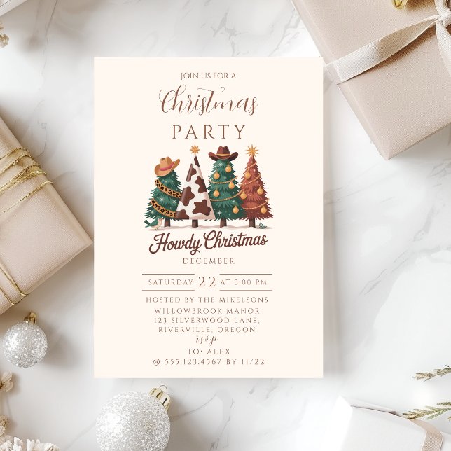 Invitación Cow Print Plaid Western Cowgirl Christmas (Subido por el creador)