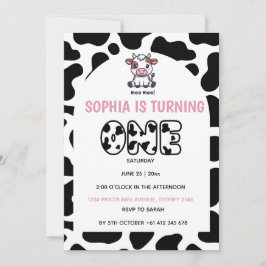 Invitación Cow Theme First Birthday Invitation – Turning One 