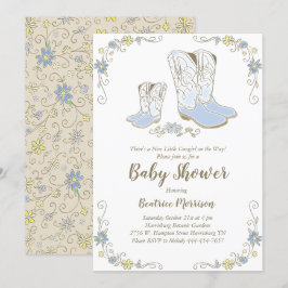 Invitación Cowboy Baby Shower Country Western Blue Boy