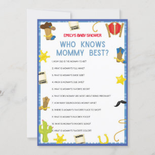 Invitación Cowboy Baby Shower Game - Editable Name, 5x7 size 