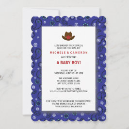 Invitación Cowboy Baby Shower invita a la AZUL OCCIDENTAL BAN