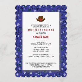 Invitación Cowboy Baby Shower invita a la AZUL OCCIDENTAL BAN