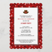 Cowboy Baby Shower invita a la BANDANA ROJA OCCIDE