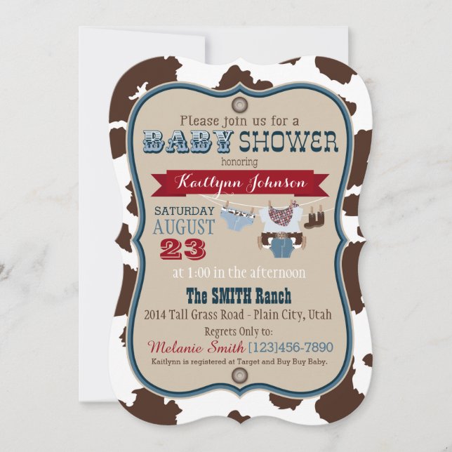 Invitación Cowboy Bandanna Jumper Baby Shower (Anverso)