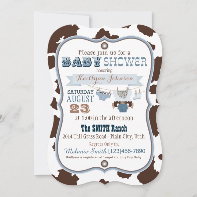 Invitación Cowboy Bandanna Jumper Baby Shower (Anverso)