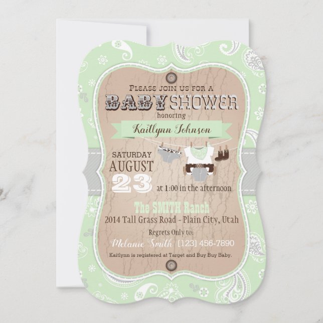 Invitación Cowboy Bandanna Jumper Baby Shower (Anverso)