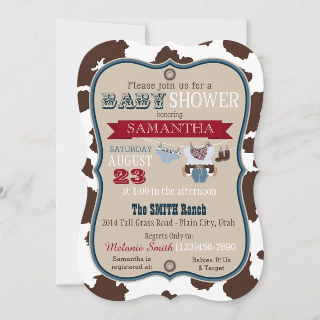 Invitación Cowboy Bandanna Jumper Baby Shower (Anverso)